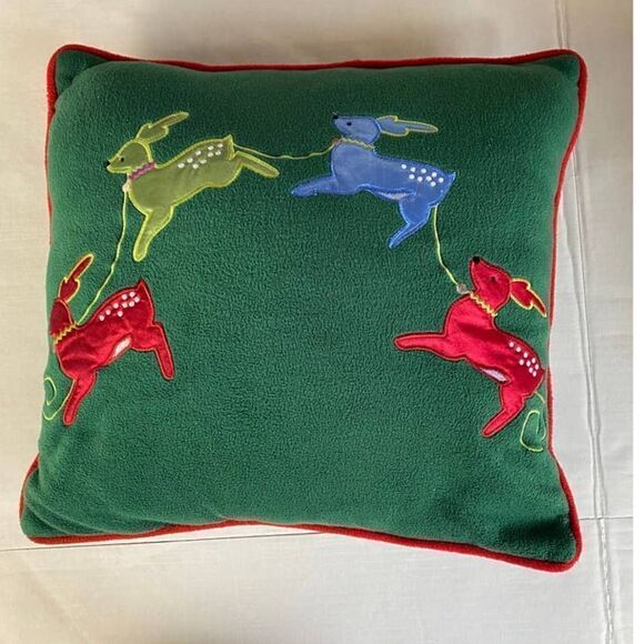 Christmas Reindeer Pillow - 18" Square - Picture 1 of 3